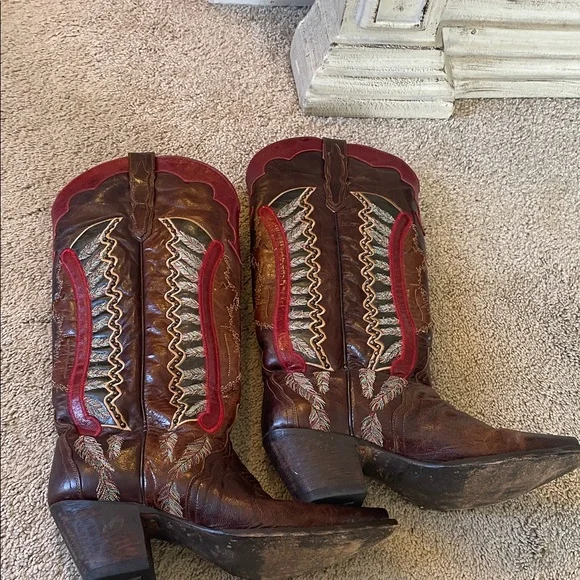 Dan Post Brown and Red Heeled Boots - Picture 6 of 7